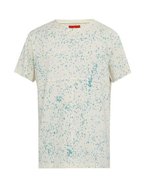 Matchesfashion.com Eckhaus Latta - Splatter Print Cotton T Shirt - Mens - Blue