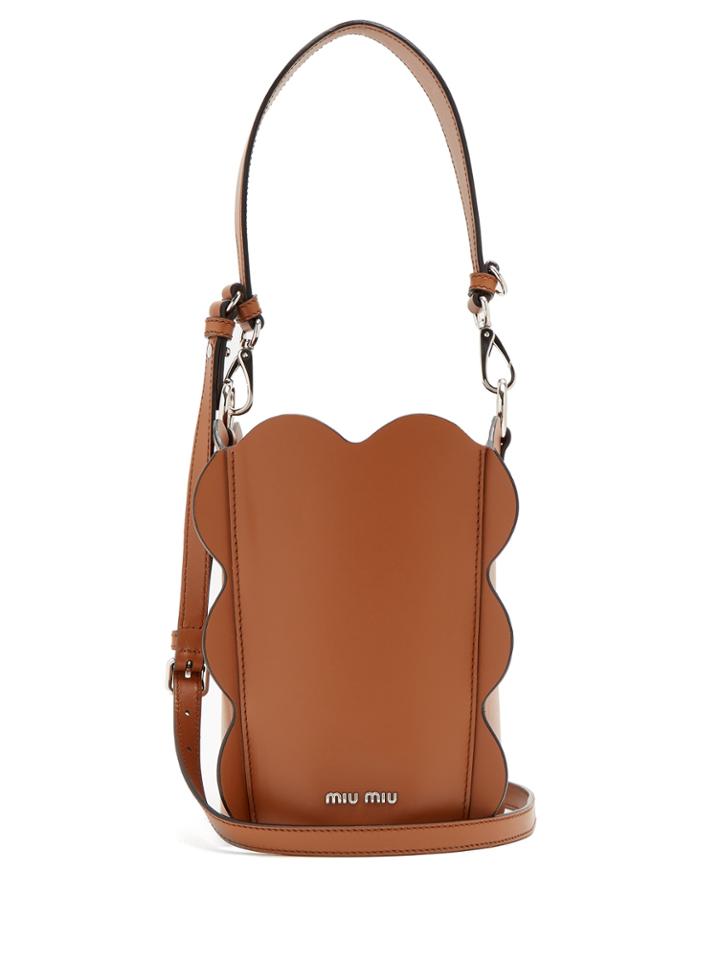Miu Miu Scallop-edged Leather Bucket Bag