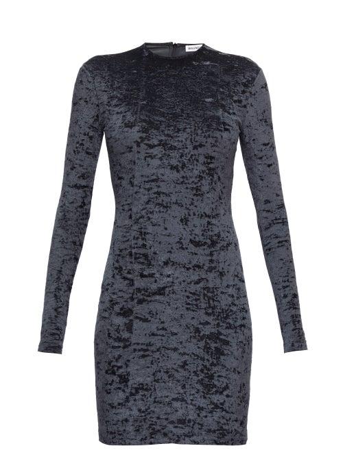 Matchesfashion.com Balenciaga - Cycling-short Velvet Mini Dress - Womens - Black