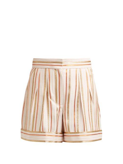 Matchesfashion.com Peter Pilotto - High Rise Striped Shorts - Womens - Pink Multi
