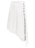 Matchesfashion.com Rochas - Asymmetric Pleated Sequinned Cotton-poplin Skirt - Womens - White