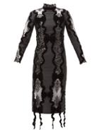 Matchesfashion.com Erdem - Deletta Lace Insert Velvet And Sequin Fitted Dress - Womens - Black
