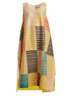 Matchesfashion.com Pleats Please Issey Miyake - Pleated Square Print Dress - Womens - Yellow Multi