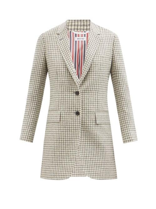 Thom Browne - Single-breasted Houndstooth-check Wool Jacket - Womens - Grey Multi