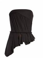 Matchesfashion.com Saint Laurent - Asymmetric Gathered Strapless Top - Womens - Black