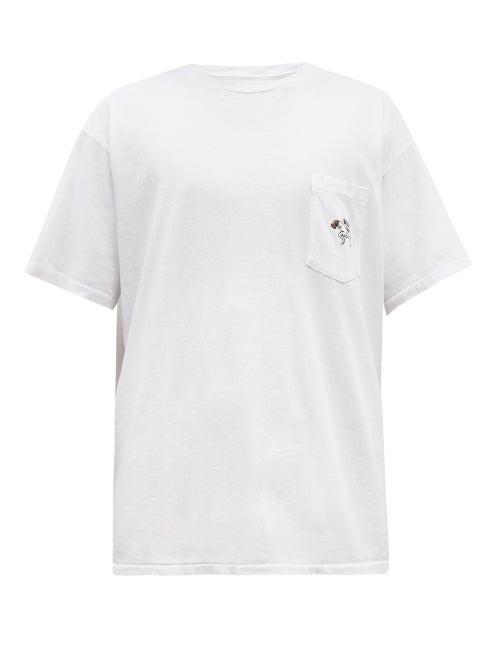 Bode - Monday Embroidered Cotton-jersey T-shirt - Mens - White