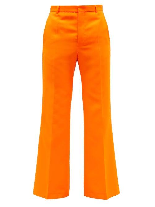 Walter Van Beirendonck - Tailored Gabardine Flared-leg Trousers - Mens - Orange
