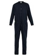Matchesfashion.com Marrakshi Life - Striped Cotton Blend Drawstring Jumpsuit - Mens - Black Navy