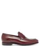 Matchesfashion.com Crockett & Jones - Lucy Patinated Leather Penny Loafers - Womens - Burgundy