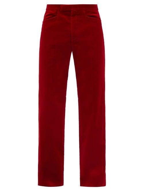 Gucci - Flared Cotton-blend Velvet Suit Trousers - Mens - Red