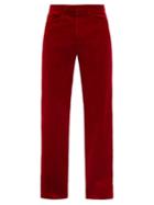 Gucci - Flared Cotton-blend Velvet Suit Trousers - Mens - Red