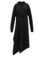 Matchesfashion.com Balenciaga - Asymmetrical-hem Cotton-jersey Hooded Dress - Womens - Black