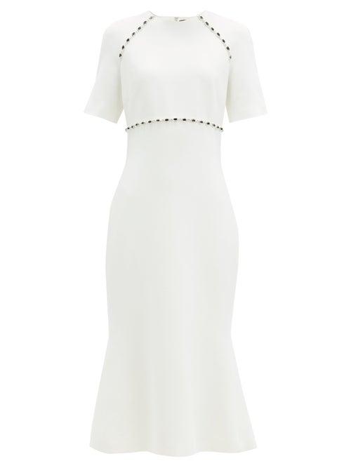 Matchesfashion.com David Koma - Crystal-embellished Crepe Midi Dress - Womens - White