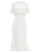 Matchesfashion.com David Koma - Crystal-embellished Crepe Midi Dress - Womens - White