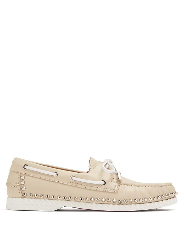 Christian Louboutin Steckel Stud-embellished Leather Deck Shoes