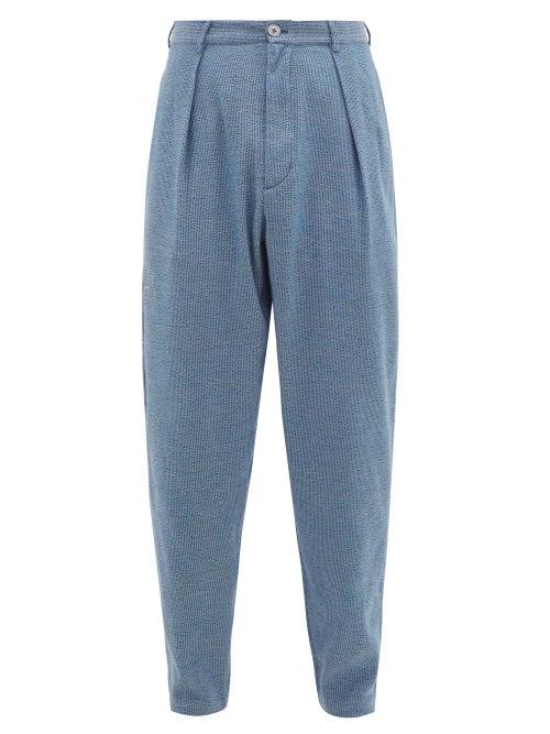 Matchesfashion.com Marrakshi Life - High Rise Cotton Blend Trousers - Mens - Blue