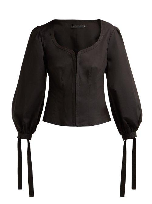 Matchesfashion.com Proenza Schouler - Sweetheart Neck Cotton Blend Blouse - Womens - Black