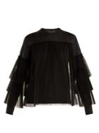 Muveil Pleated Tulle-embellished Wool Sweater