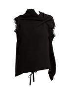 Matchesfashion.com Roland Mouret - Eugene Draped Wool Crepe Top - Womens - Black