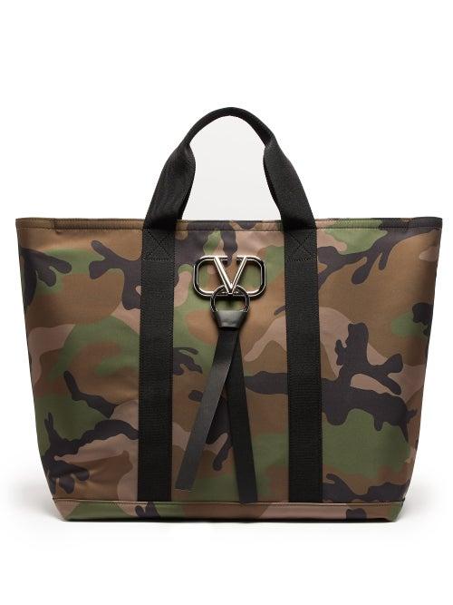 Matchesfashion.com Valentino - V Logo Camouflage Print Tote Bag - Mens - Green Multi