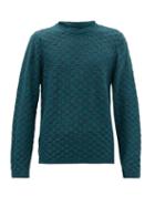 Matchesfashion.com Inis Mein - Basketweave Linen And Silk-blend Sweater - Mens - Green