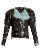 Matchesfashion.com Marques'almeida - Hooded Shearling Trimmed Leather Jacket - Womens - Black Multi
