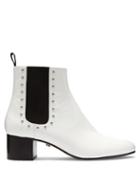 Matchesfashion.com Alexachung - Stud Embellished Patent Leather Chelsea Boots - Womens - White