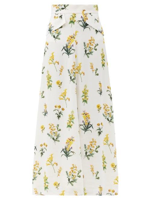Matchesfashion.com Goat - Lake Floral-print Poplin Maxi Skirt - Womens - White Multi