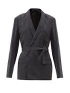 Matchesfashion.com Lemaire - Double-breasted Silk-blend Jacket - Womens - Dark Grey