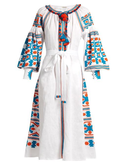 Vita Kin Mexico Embroidered Linen Midi Dress