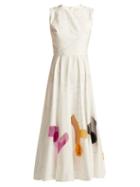 Matchesfashion.com Roksanda - Giulietta Cotton Blend Midi Dress - Womens - Ivory Multi