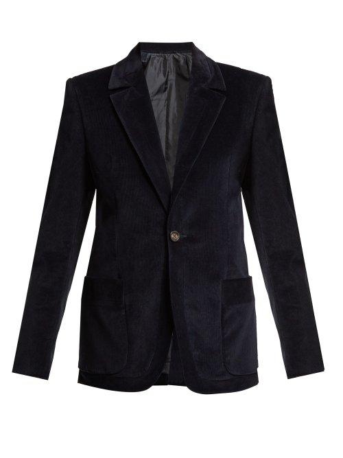 Matchesfashion.com Connolly - Needle Single Breasted Corduroy Blazer - Womens - Navy