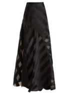 Matchesfashion.com Lanvin - High Rise Chevron Striped Silk Blend Skirt - Womens - Black