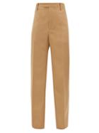 Matchesfashion.com Bottega Veneta - High-rise Wool-twill Straight-leg Trousers - Womens - Camel