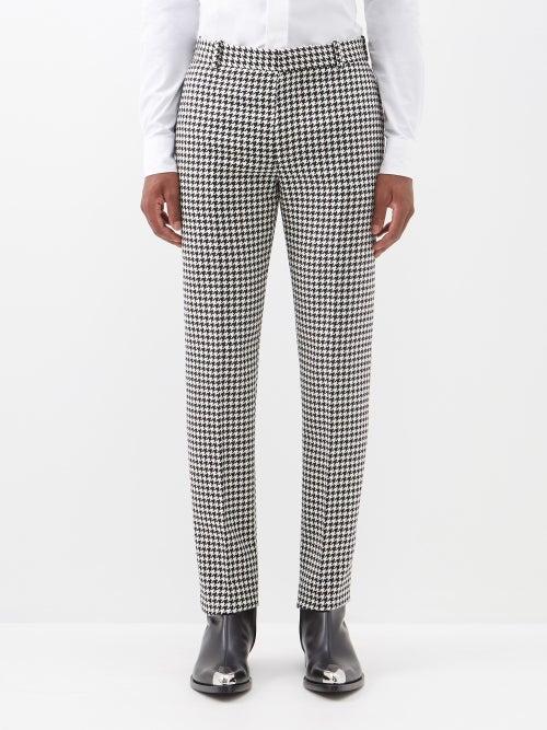 Alexander Mcqueen - Houndstooth Twill Suit Trousers - Mens - White Black