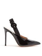 Gianvito Rossi Point-toe 100 Slingback Patent-leather Pumps