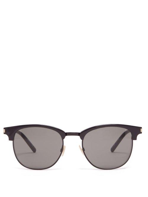 Matchesfashion.com Saint Laurent - Round Frame Acetate And Metal Sunglasses - Mens - Black