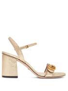 Matchesfashion.com Gucci - Gg Marmont Metallic Leather Sandals - Womens - Gold