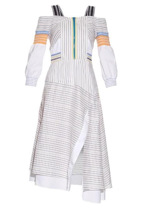 Peter Pilotto Tempo Smocked Off-the-shoulder Dress