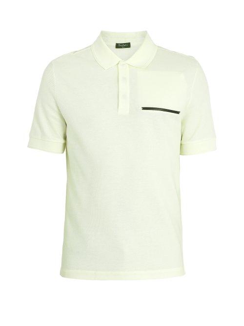 Matchesfashion.com Berluti - Contrast Trim Cotton Blend Piqu Polo Shirt - Mens - Green