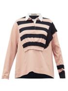 Matchesfashion.com Preen Line - Giselle Ruched Striped Cotton Rugby Top - Womens - Black Pink
