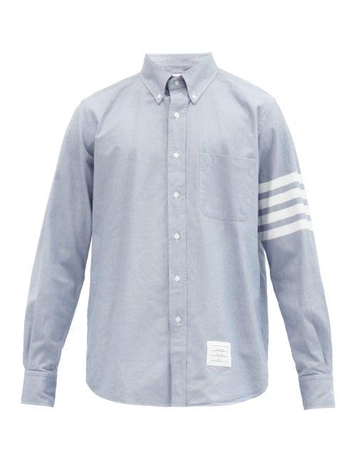 Matchesfashion.com Thom Browne - Four-bar Cotton-chambray Shirt - Mens - Light Blue
