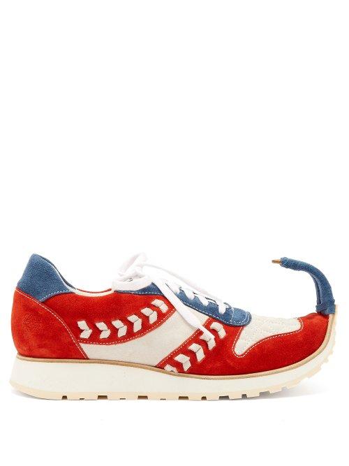 Matchesfashion.com Loewe - Dinosaur Turn Up Suede Trainers - Womens - Red White
