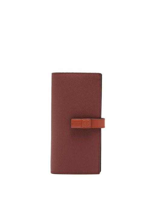 Matchesfashion.com Loewe - Vertical Large Grained Leather Wallet - Womens - Burgundy Multi