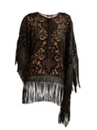 Andrew Gn Fringed Hem Asymmetric Velvet-devor Top