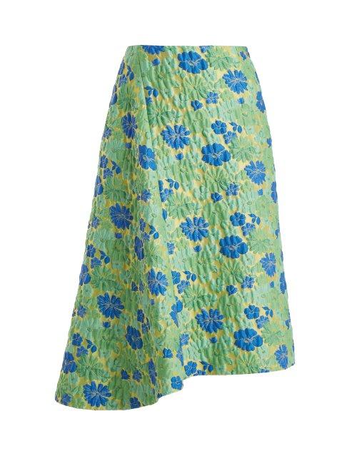 Matchesfashion.com Jil Sander - Falsetto Floral Brocade Wrap Skirt - Womens - Green Multi