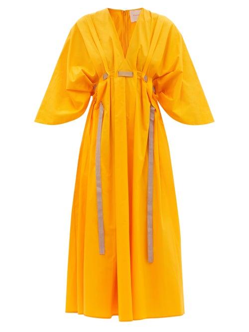 Ladies Rtw Roksanda - Naomina V-neck Cotton Dress - Womens - Yellow