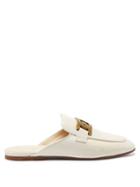 Tod's - Kate Chain-embellished Leather Backless Loafers - Womens - White