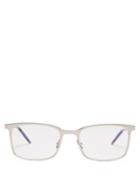 Matchesfashion.com Saint Laurent - Square Frame Metal Glasses - Mens - Silver