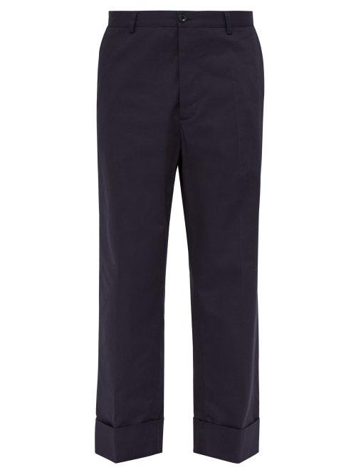Matchesfashion.com Maison Margiela - Turn Up Wide Leg Twill Trousers - Mens - Mid Blue